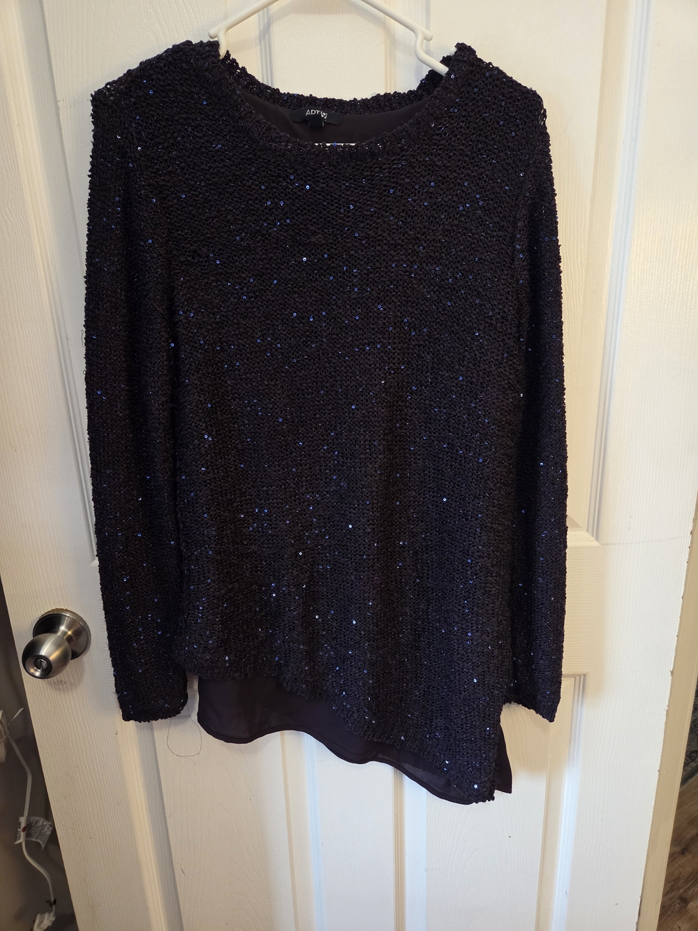 Apt. 9 Purple Knit Crew Neck Sweater with Blue Sequin Accents